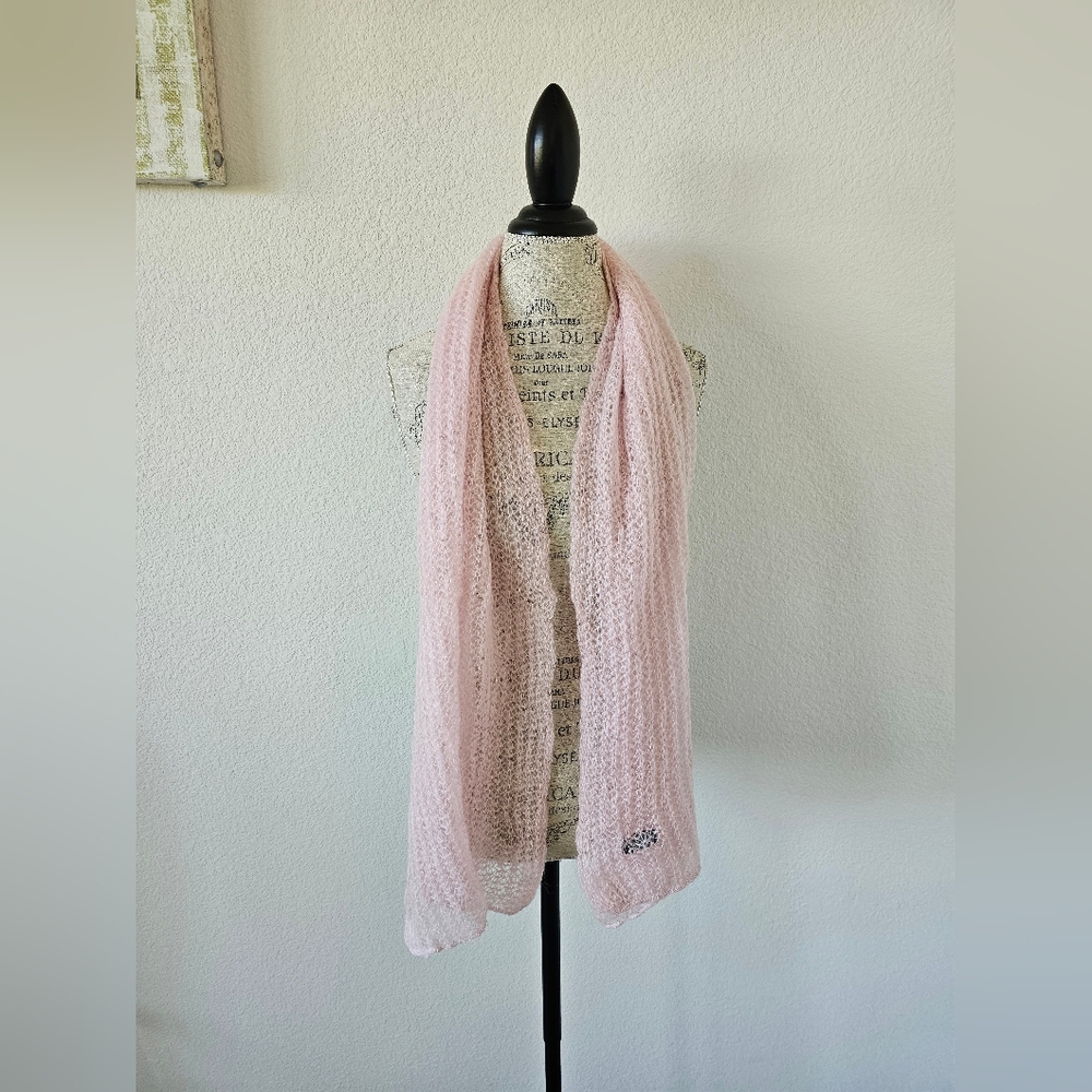 Vintage The Limited Soft Mohair Blend Scarf Made in Italy Blush Pink Soft